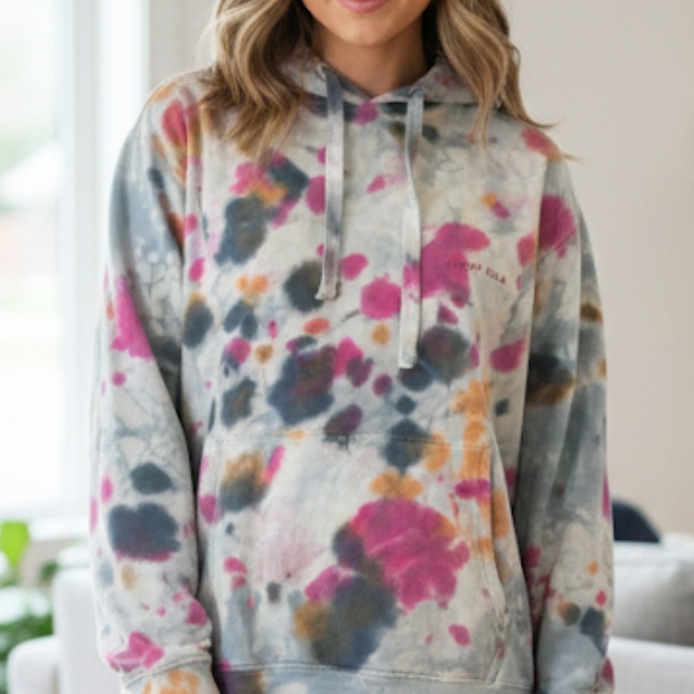 Ivory Ella Multicolor Tie-Dye oversized Hoodie EUC  23 ptp - Picture 5 of 5